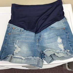 Pink Blush maternity jean shorts